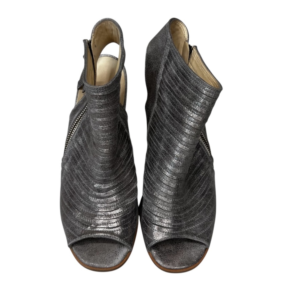 Paul Green Cayanne Smoke Brushed‎ Metallic Peep Toe Booties Size UK 7